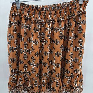 Max Studio Brown Chiffon Floral Print Mini Skirt Medium